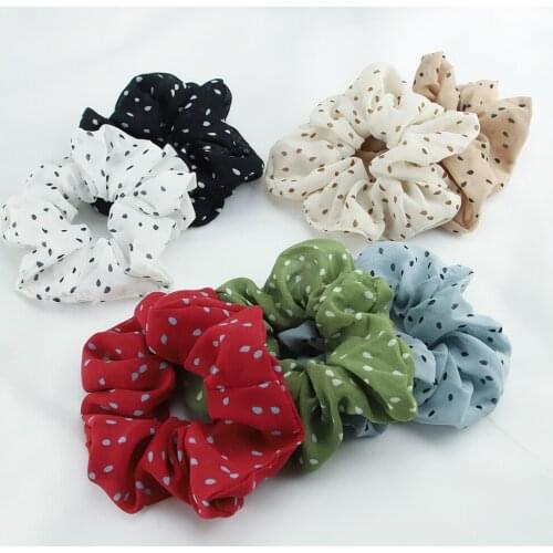 4PCS Chiffon Floral Scrunchies Elastic Rubber Hair Band Women Girls Print Star Headband Ponytail Holder Hair Tie Accessories Set