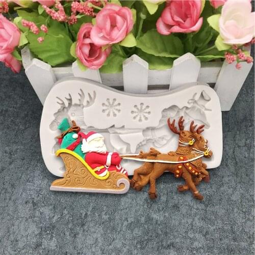 Christmas Deer Silicone Mold Christmas Cake Chocolate Fondant Biscuit Food Grade Kitchen Baking Supplies Resin Art 3D Ornaments