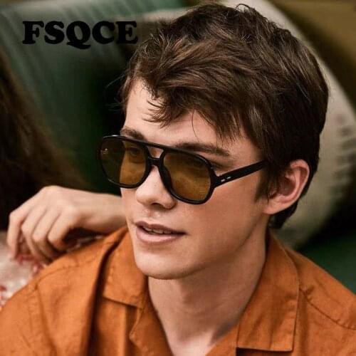 FSQCE Newest Double Bridge Men Women Sunglasses Classic Square Vintage Sunglass Goggles Lady Outdoor Beach Sun Glasses UV400