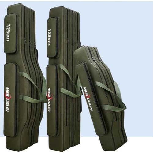 Multi-purpose 2/3 Layer Fishing Bag Fishing Rod Carrier Oxford Fishing Pole Tools Storage Bag Case Fishing Gear Organizer X163G