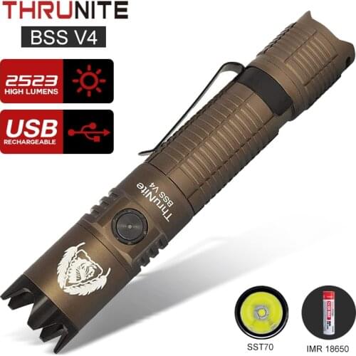 ThruNite BSS V4 Tactical Flashlights USB Rechargeable UltraBright 2523 Lumens IPX-8 Water Resistant Handheld Flashlights Orginal