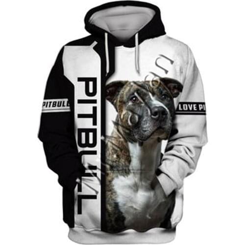 Unisex 3D Graphic Hoodies Sweatshirts Animals Dog Art Pit Bull Hoodie Men/Women Casual Streetwear Sweatshirt Pullover AW-02257