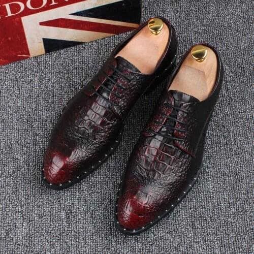 Mens casual business wedding formal dresses original leather shoes pointed toe lace-up derby shoe breathable gentleman footwear