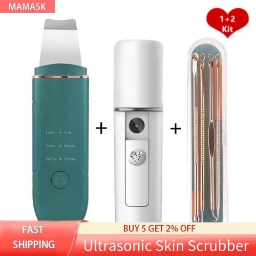 Ultrasonic Cleaning Massager for Face Skin Care Acne Blackheads Remover Cleaner Tool Scrubber Peeling Cavitation Facial Spray
