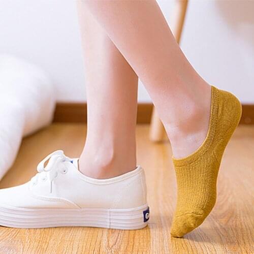 Anti-Slip Short Socks for Women Cotton Low Cut No Show Invisible Soft Sweet Harajuku Korean Girl Candy Color Cute Flat Boat Sock