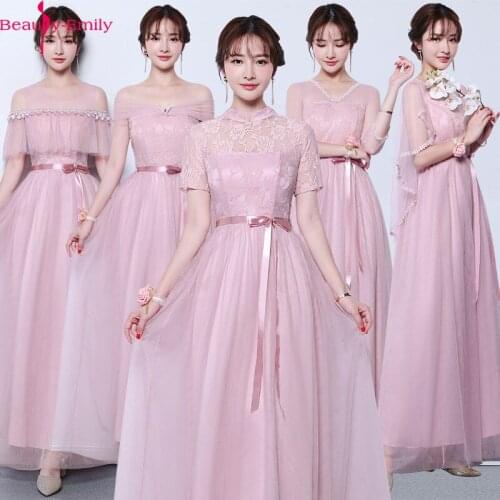 Real Photo Sexy Boat Neck Dust Pink Bridesmaid Dress 2019 Fashion Short Sleeve Wedding Guest Dresses Robe Demoiselle D'honneur