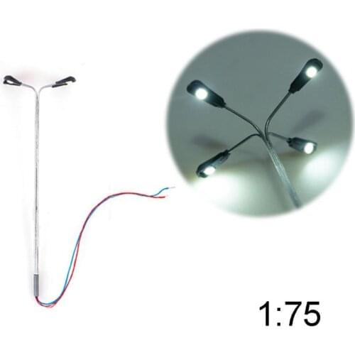 1:87/1:100 Scale Model 4 LED Luminous Street Lamp Lamppost Landscape Light DIY Train Model Decoration Sand Table Model