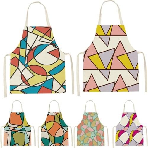 1 Pcs Geometric Apron Printing Sleeveless Apron ChildrenS Cleaning Family Cooking Men And Women Kitchen Waist Bib Anti-Fouling