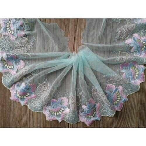 10Yards Green Mesh Lace Fabric Ribbon Floral Bra Underwear Trim Ribbon Diy Craft Fabrics 20cm Width High Quality
