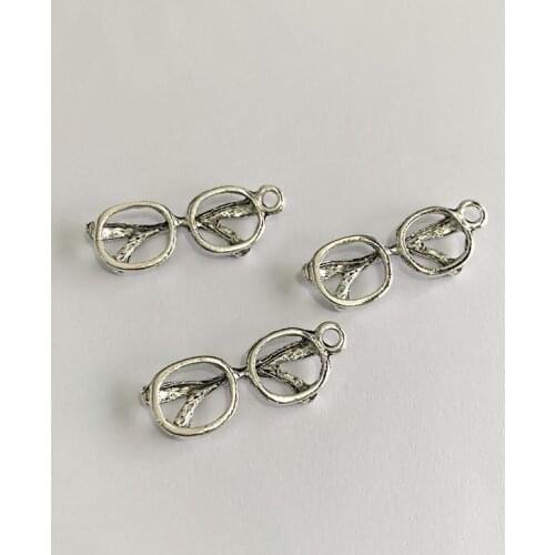 12pcs /lot Cute 3D Glasses DIY Handmade Pendant Necklace Bracelet Accessories Charms Findings Jewelry Making Supplies