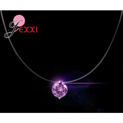 2 Claws Trendy Real 925 Sterling Silver Pendant Necklace with Sparkling Round Cubic Zirconia For Women Birthday Party