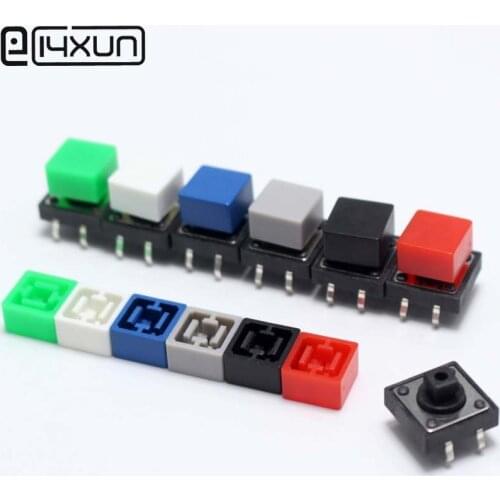 20pcs 9.2*9.2*5mm Tactile Push Button Switch Cap for 12*12mm SMD DIP Micro tact Switchs red black blue green white grey