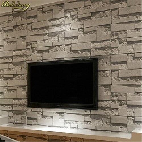 Beibehang Stacked brick 3d stone wallpaper roll grey brick wallpaper wall background wallpaper for living room vinyl wall paper