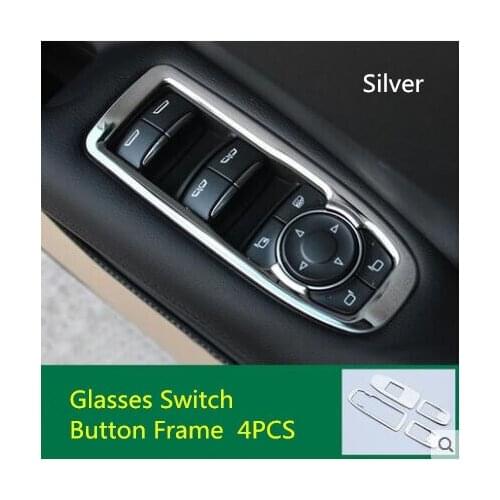 4PCS/SET Stainless Steel Window Glasses Switch Button Frame For Cadillac XT5 Z2EA1347