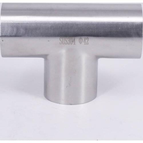 42mm Pipe OD Butt Welding Tee 3 Way SUS 304 Stainless Steel Sanitary Fitting Spliter Homebrew Beer Wine