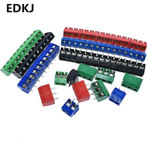 5PCS 4 colour lot KF301-5.0-2P KF301-3P KF301-4P Pitch 5.0mm Straight Pin 2P 3P 4P Screw PCB Terminal Block Connector