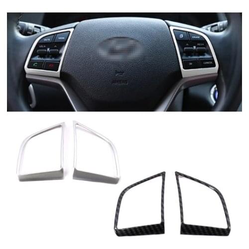 For Hyundai Tucson 2015-2020 Carbon Fiber Color Steering Wheel Switch Button Sequins Cover Interior Decoration Trim Accessories