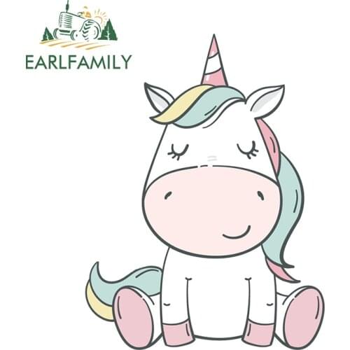 EARLFAMILY 13cm x 9.9cm for Unicorn Car Assessoires Decals Car Body Sticker Air Conditioner Refrigerator Occlusion Scratch Decor