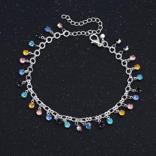 Elegant Pendant Anklet Sexy Bracelet Girl Jewelry Gift Fashion Foot Jewelry Multicolor Crystal Anklets For Women