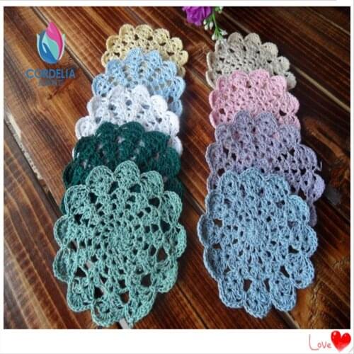 European beautiful design 20 pic/pic handmade crochet cushion cutout plate placemat knitted heat pad doilies for wedding decor