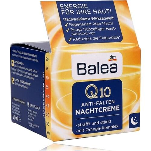 Germany Balea Q10 Anti-wrinkle night Cream Vitamin E Cream Reduce wrinkles fine lines Night Care skin regeneration cream Vegan
