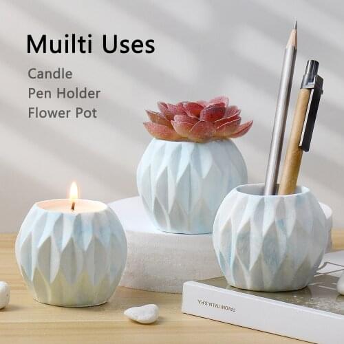 Concrete Geometric Planter Mould Handmade Cement Candlestick Mold Desktop Pen Holder Decoration Tool
