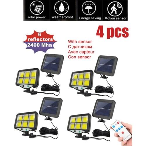 4pcs seperable IP65 Waterproof 3 Modes 120LED Solar Light PIR Motion Sensor Outdoor Path Powered Solar Wall Light Split Street G