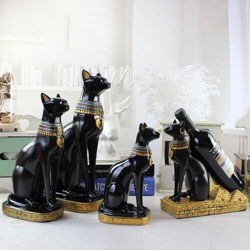European Egypt Cat Creative Modern Cat Arts Crafts Home Furnishing Livingroom TV Cabinet Decoration Wine Racks Animal Statues