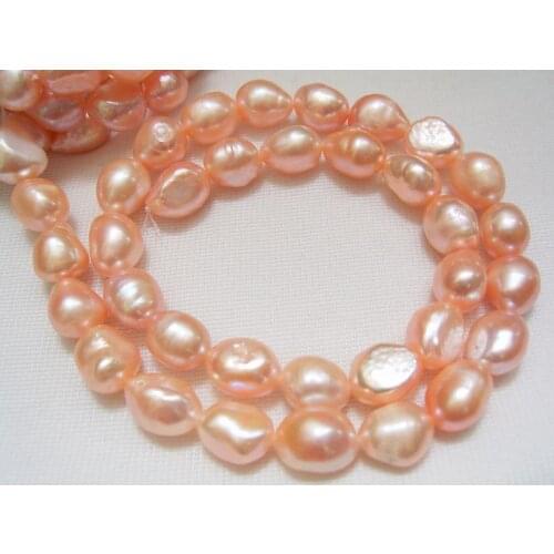 KKGEMS 5 strands Freshwater Cultured Pearls Beads Pink Baroque Shape for Jewelry Making DIY Strand 14.5 Inches Size 9x11mm