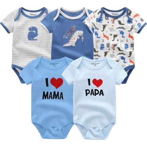 Spring Summer Newborn Clothes Set 5Piece Baby Boys Jumpsuit Short Sleeves Cotton Toddler Girl Bodysuits Home&Outdoor Clothing