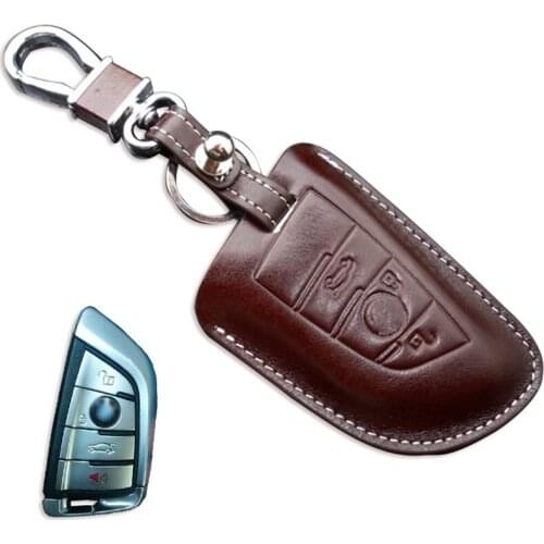 Leather Car Key Case for BMW 2014 2015 X5 F15 2016 2017 X6 F16 M50D 525 520 523 Key Fob Cover Protective Holder Auto Accessories