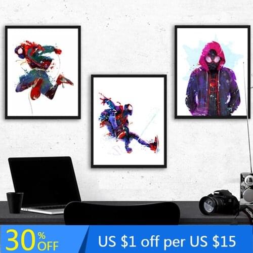 Marvel superhero spiderman creative watercolor style canvas painting poster interior decoration painting wall art Cuadros Decor