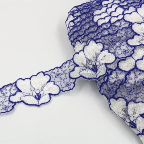 20Meters 5cm Width Lace Trim DIY Clothing Accessories Apparel Sewing Blue Fabric Dress Shorts Decoration 5cm Width