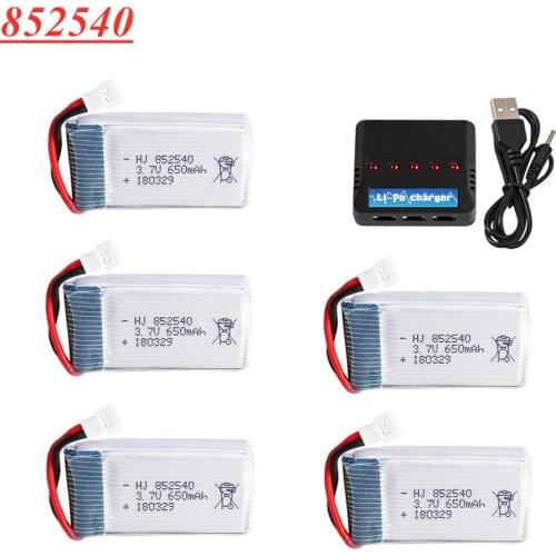 3.7V 650mAh 25c lipo Battery+5 in 1 charger For SYMA X5C X5C-1 X5 H5C X5SW X6SW H9D H5C Drone Spare Parts 852540 3.7V Battery