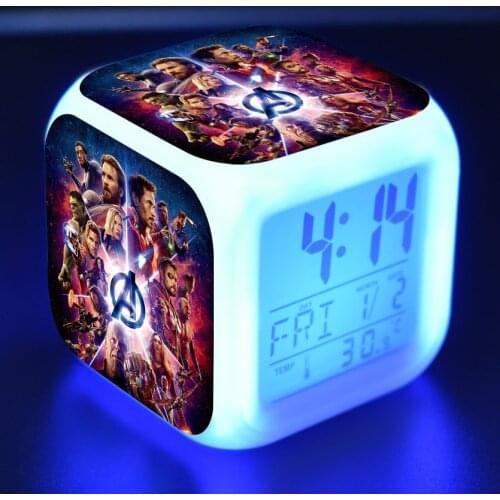Marvel Avengers Infinity War Kids Alarm Clock Cute Colorful LED Luminous Alarm Clock Digital Disney Clock Electronic Gadgets