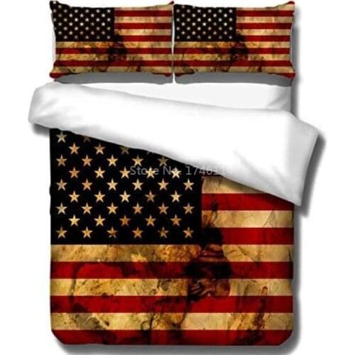 Fashion American Flag Bedding Set Comforter Cover Pillowcases Soft Bed Linens Bedclothes Twin Full Queen King Size Bedding Set