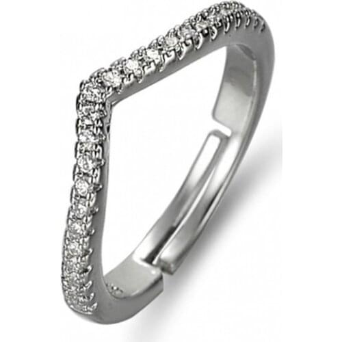 Fashion Jewelry Micro Inlaid Gold-plated V-shaped Cubic Zirconia Rings
