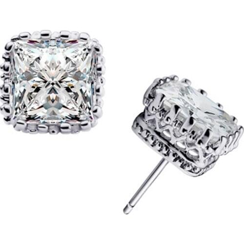 New Arrival 3 Colors Small 925 Sterling Silver Stud Earrings With Cubic Zirconia Free Shipping For Womens Gift