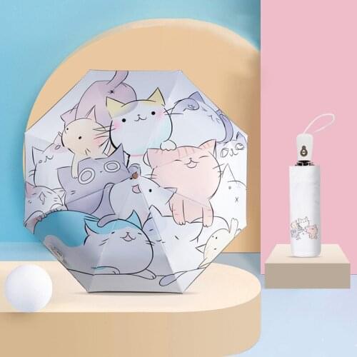 New Cute Umbrella Women Cats Automatic Folding Umbrellas Rain Women Fashion Kids Umbrella Brand Anti UV Parasol Umbrella UPF50