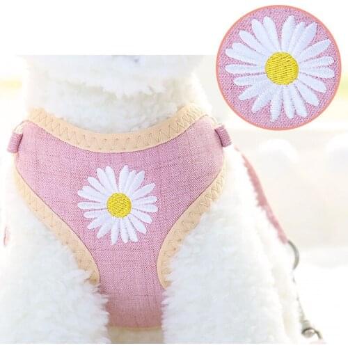 Dog Collars Dog Harness Set for Small Dog Plain Embroidered Dog Leash and Chest for Teddy Pomeranian Dog Leash Dog Accessories