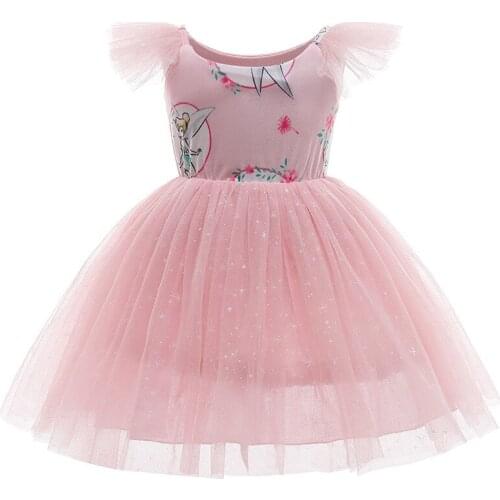 Baby girl dress summer dress cute sweet cartoon print girls net yarn princess dress birthday party dress wedding ball gown dress