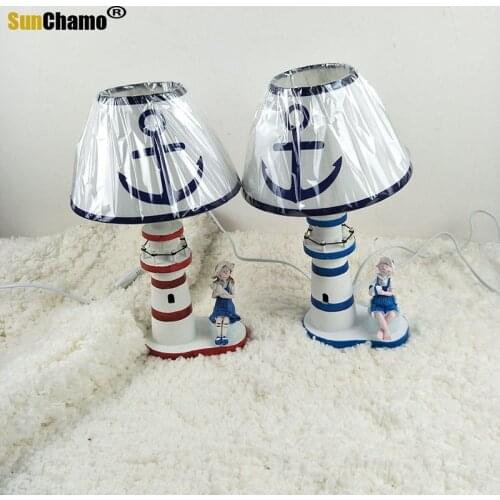 Mediterranean Style Table Lamp Lighthouse Desk Light Creative Home Decoration Table Lights Lamparas Mesita Noche Dormitorio