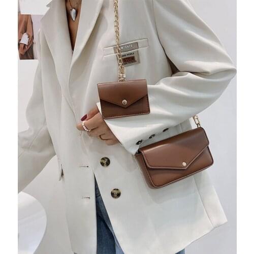 Women Crossbody Bag Pu Leather Flap Shoulder Bag With Coin Purse And Handbag Female Bag 2 Pieces Set Messenger Bags Retro Hobo