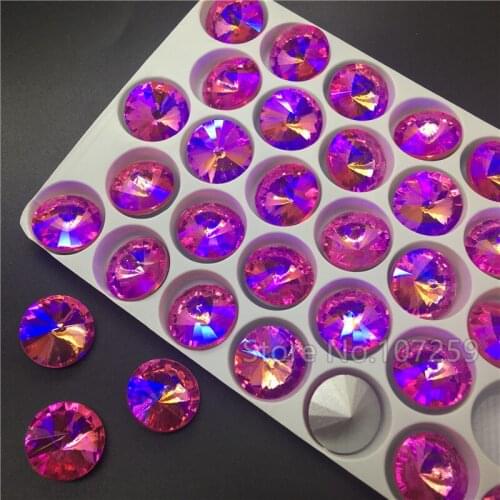 TopStone Rose AB Glass Crystal Pointback Fancy Stone Rivoli Round Drop Marquise Rhinestone Many Sizes Shapes