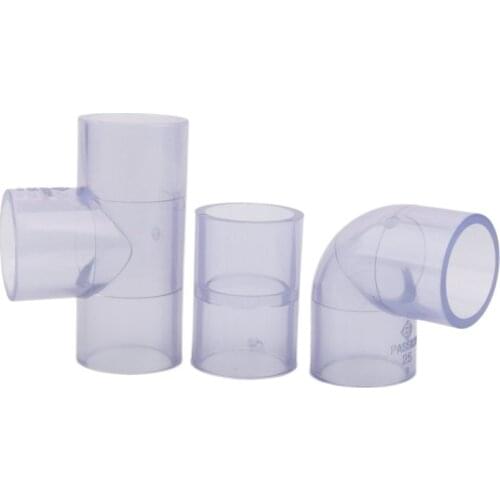 1pc UPVC Connector 20 25 32 40 50mm Transparent Straight Elbow Tee Joints Aquarium Water Pipe Adapter