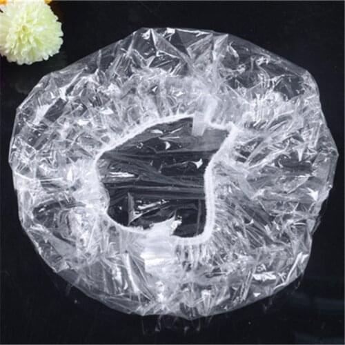 100pcs White Non-woven Disposable Shower Cap Plastic Waterproof Bar-shaped Transparent Thick Head Band Hotel Hair