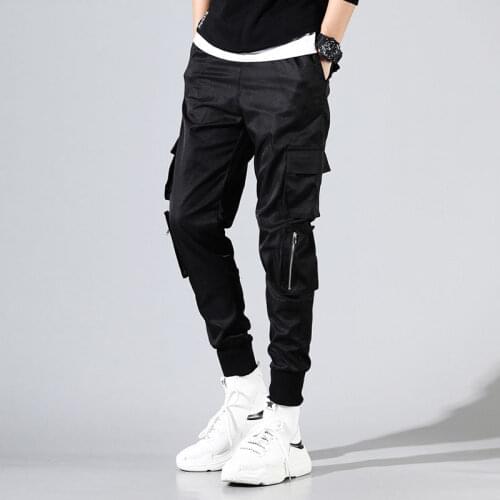 2020 Fashion Hip Hop Mens Cargo Pants Streetwear Overalls Men Joggers Trend Formal Casual Pants Man Punk Streetwear Pants Black