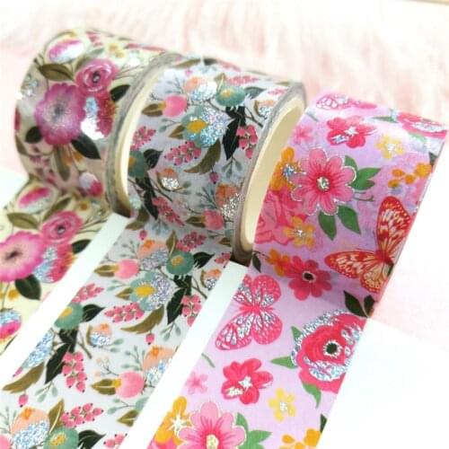 3pcs Flower Washi Tape Set Lovely Scrapbooking Decorative Adhesive Tapes Stationery Tape Sticker
