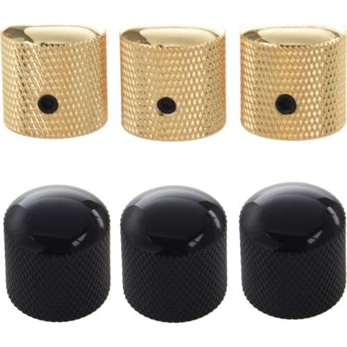 3PCS Metal Dome Knobs Knurled Barrel for Electric Guitar Parts