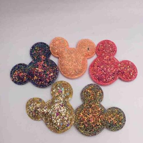 30pcs/lot 5.5x4.8cm DIY Handmade Shiny mickey Padded Applique for Childrens hair Clip Accessories